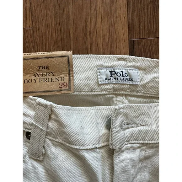 New Polo Ralph Lauren Avery Jean Cream Paint Splattered Jeans Size 29 Jeans